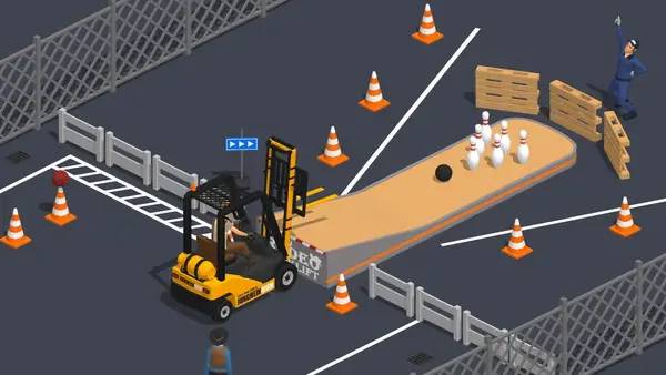 Кадр с взаимодействием персонажа и объекта в Forklift Extreme  Deluxe Edition