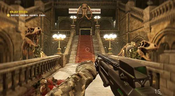 Кадр с взаимодействием персонажа и объекта в Fossilfuel 2