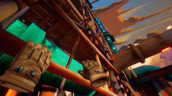 Кадр с взаимодействием персонажа и объекта в Fracked