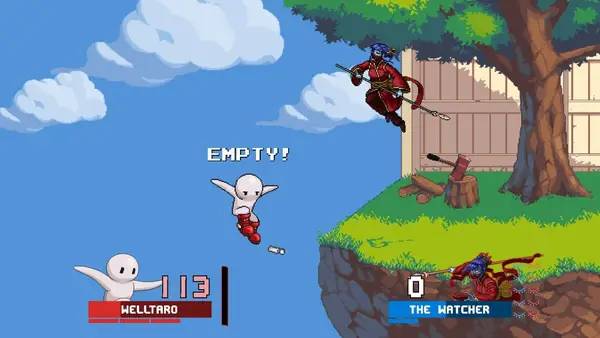 Кадр с взаимодействием персонажа и объекта в Fraymakers