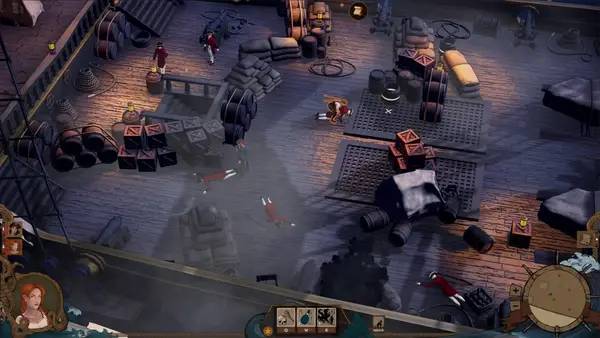 Кадр с взаимодействием персонажа и объекта в Frigato  Shadows of the Caribbean