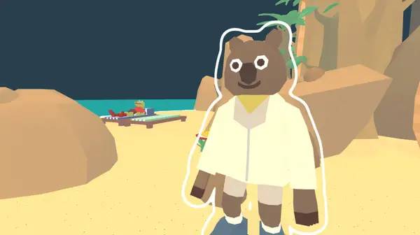 Кадр с взаимодействием персонажа и объекта в Frog Detective 1  The Haunted Island