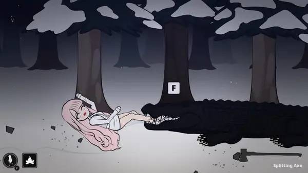 Кадр с взаимодействием персонажа и объекта в Frozen Friday Night  The Eve