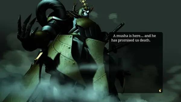 Кадр с взаимодействием персонажа и объекта в Full Metal Daemon Muramasa