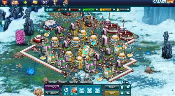 Кадр с взаимодействием персонажа и объекта в Galaxy Life