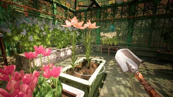 Кадр с взаимодействием персонажа и объекта в Garden Life  A Cozy Simulator