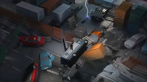 Кадр с взаимодействием персонажа и объекта в Geostorm - Turn Based Puzzle Game