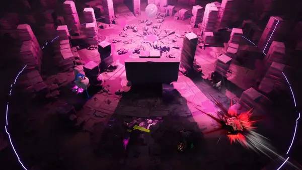 Кадр с взаимодействием персонажа и объекта в GigaBash