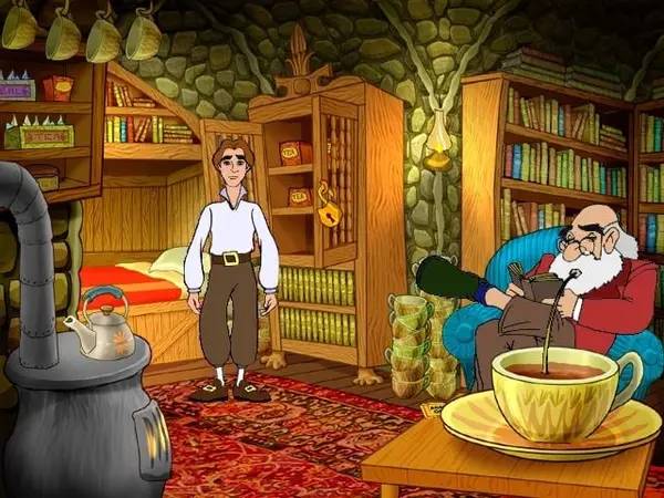 Кадр с взаимодействием персонажа и объекта в Gilbert Goodmate and the Mushroom of Phungoria