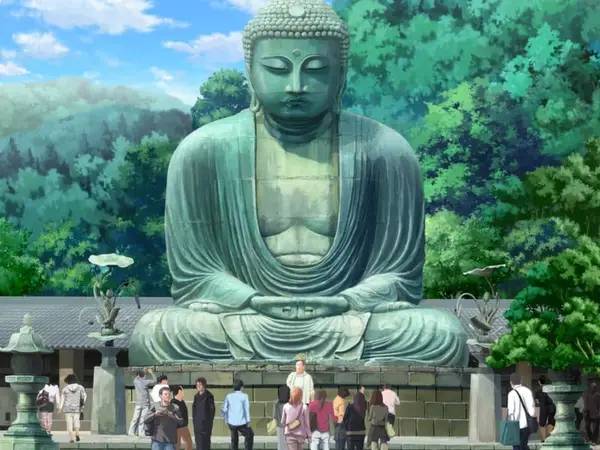 Кадр с взаимодействием персонажа и объекта в Go! Go! Nippon! ~My First Trip to Japan~