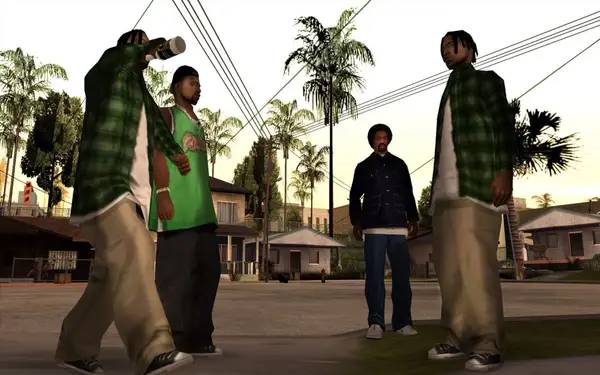 Кадр с взаимодействием персонажа и объекта в Grand Theft Auto  San Andreas - Graphic mod ENB