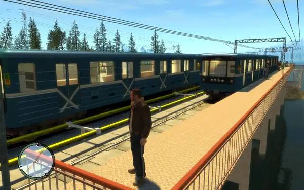 Кадр с взаимодействием персонажа и объекта в GTA 4 Криминальная Россия