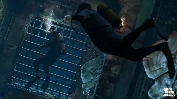 Кадр с взаимодействием персонажа и объекта в ГТА 5 (версия 2022)