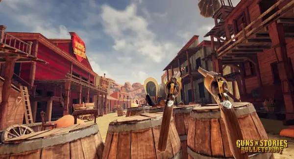 Кадр с взаимодействием персонажа и объекта в Guns'n'Stories  Bulletproof VR