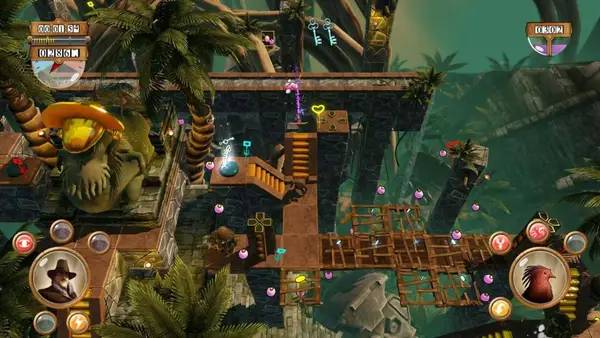 Кадр с взаимодействием персонажа и объекта в Hamilton's Great Adventure