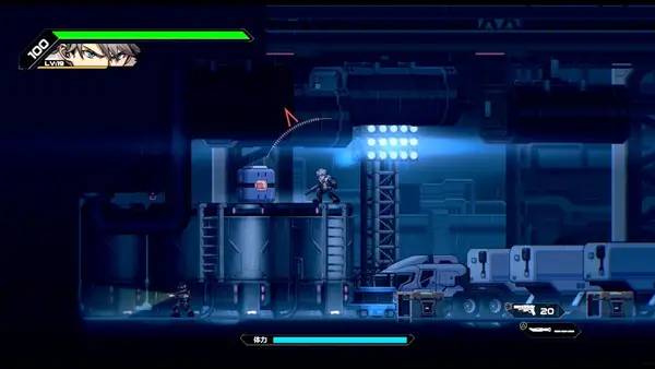 Кадр с взаимодействием персонажа и объекта в HARDCORE MECHA