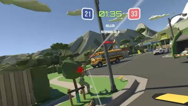 Кадр с взаимодействием персонажа и объекта в Headshot VR