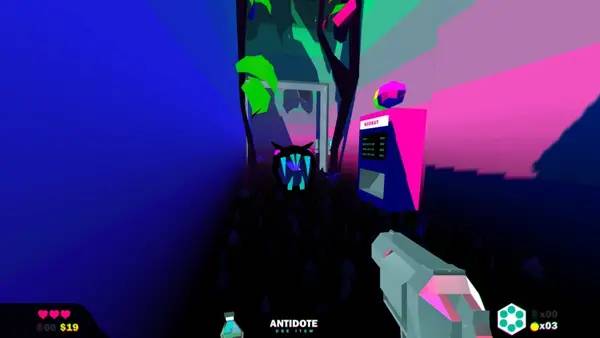 Кадр с взаимодействием персонажа и объекта в Heavy Bullets