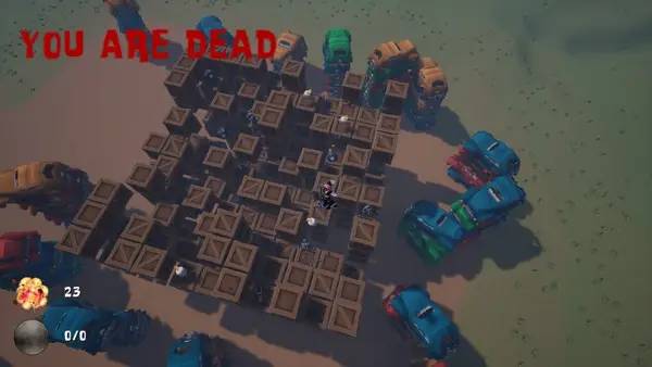 Кадр с взаимодействием персонажа и объекта в Hide and go boom