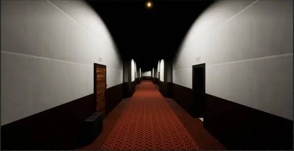 Кадр с взаимодействием персонажа и объекта в Hillmain Hotel