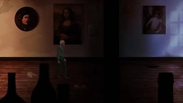 Кадр с взаимодействием персонажа и объекта в Horns of Fear