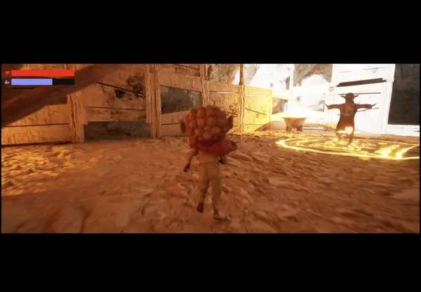 Кадр с взаимодействием персонажа и объекта в I am on Fire