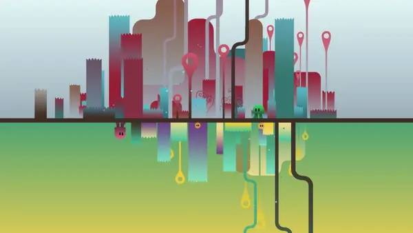 Кадр с взаимодействием персонажа и объекта в ibb and obb