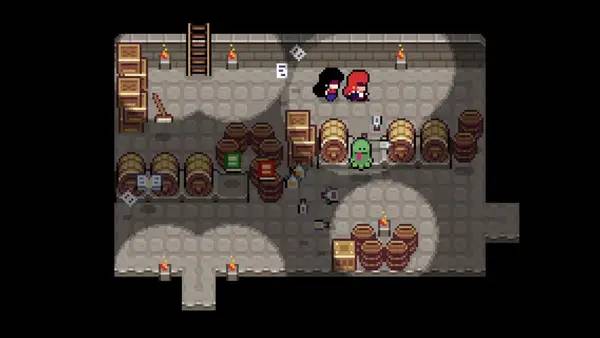 Кадр с взаимодействием персонажа и объекта в Ikenfell