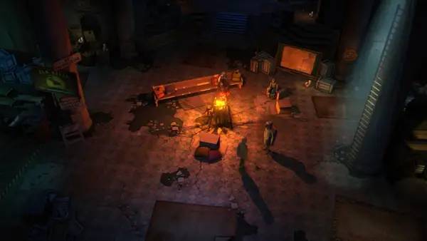 Кадр с взаимодействием персонажа и объекта в Impact Winter