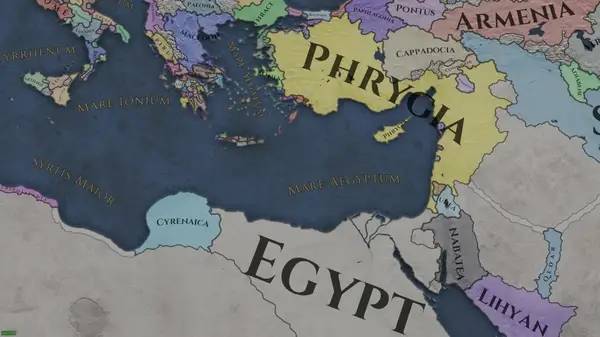 Кадр с взаимодействием персонажа и объекта в Imperator Rome