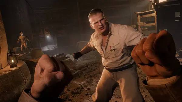 Кадр с взаимодействием персонажа и объекта в Indiana Jones and the Great Circle