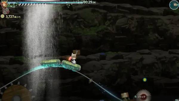 Кадр с взаимодействием персонажа и объекта в isekizima  Ruins and Tails Journey
