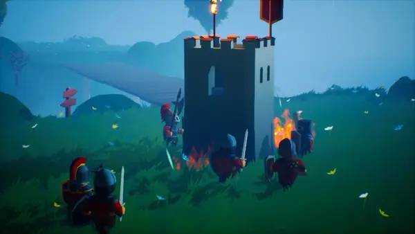 Кадр с взаимодействием персонажа и объекта в Island Crusaders