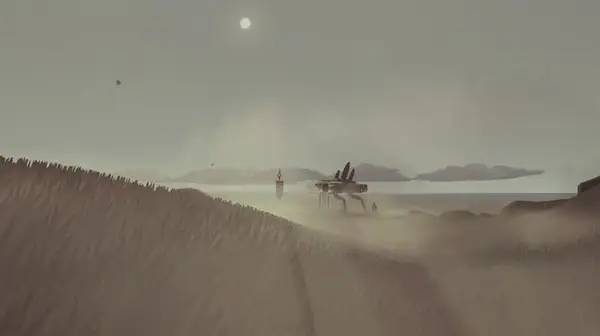 Кадр с взаимодействием персонажа и объекта в JETT The Far Shore