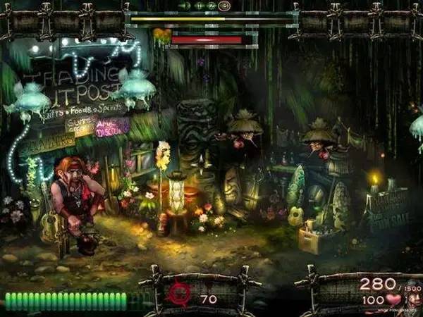 Кадр с взаимодействием персонажа и объекта в Jungle Shooter  Mosquito Attack from Zombie Island