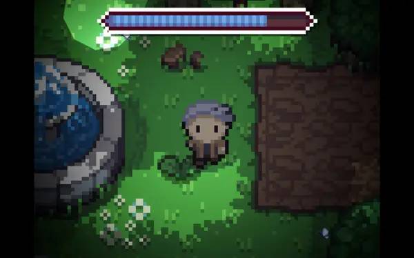 Кадр с взаимодействием персонажа и объекта в Karisvale