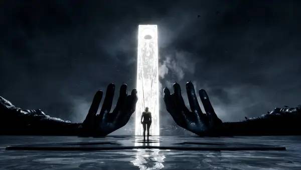 Кадр с взаимодействием персонажа и объекта в KARMA  The Dark World