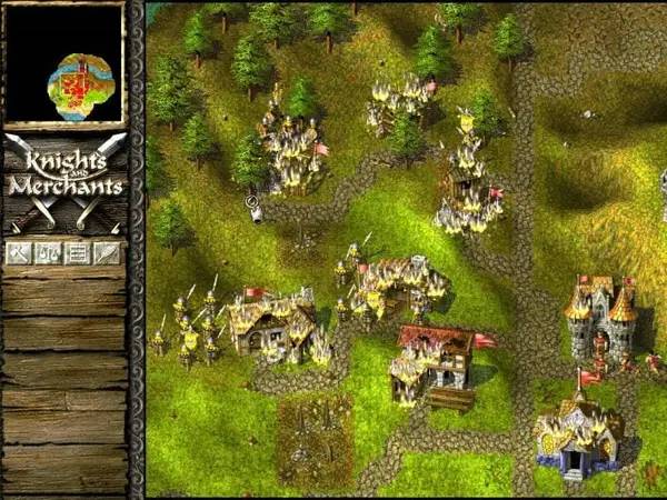 Кадр с взаимодействием персонажа и объекта в Knights and Merchants  The Peasants Rebellion
