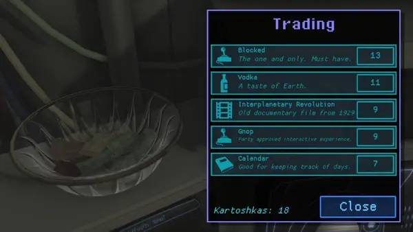 Кадр с взаимодействием персонажа и объекта в Kosmokrats