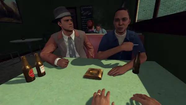 Кадр с взаимодействием персонажа и объекта в L.A. Noire The VR Case Files