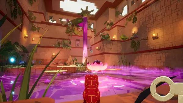 Кадр с взаимодействием персонажа и объекта в La Rana