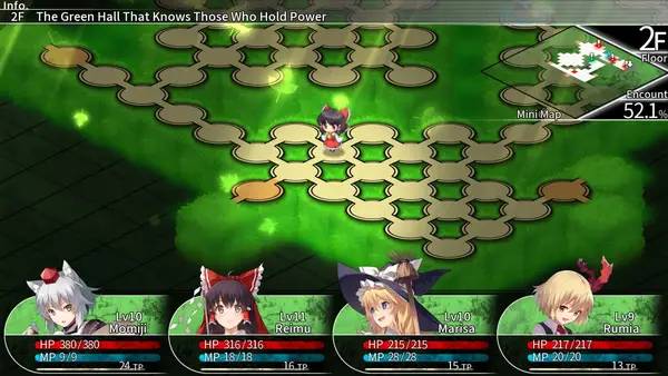 Кадр с взаимодействием персонажа и объекта в LABYRINTH OF TOUHOU - GENSOKYO AND THE HEAVEN-PIERCING TREE
