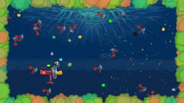 Кадр с взаимодействием персонажа и объекта в Leaf Blower Revolution - Idle Game