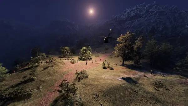 Кадр с взаимодействием персонажа и объекта в Leave No One Behind  Ia Drang