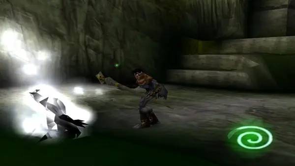 Кадр с взаимодействием персонажа и объекта в Legacy of Kain  Soul Reaver