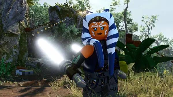Кадр с взаимодействием персонажа и объекта в LEGO Star Wars  The Skywalker Saga
