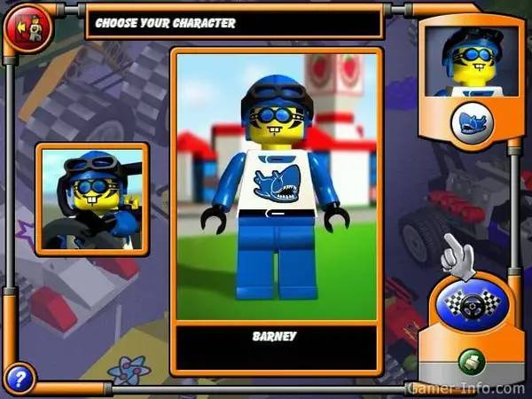 Кадр с взаимодействием персонажа и объекта в Lego Stunt Rally