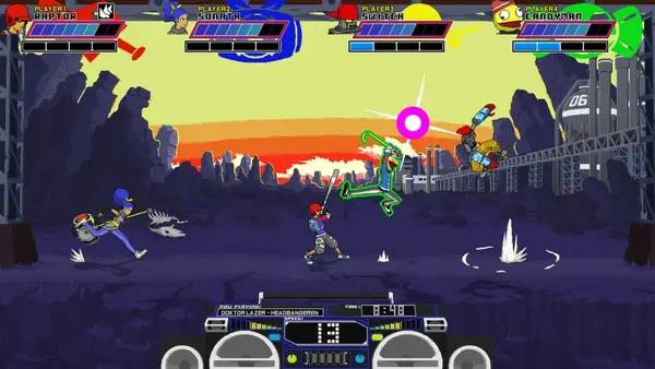 Кадр с взаимодействием персонажа и объекта в Lethal League