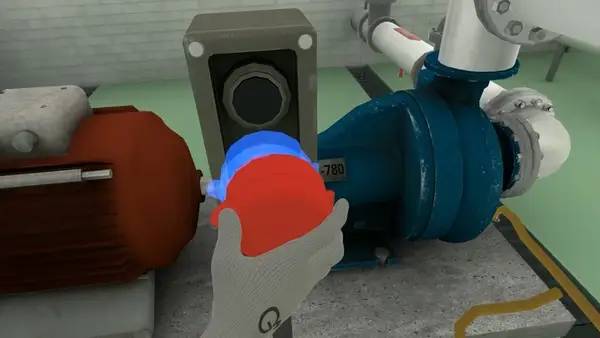 Кадр с взаимодействием персонажа и объекта в Lockout Tagout (LOTO) VR Training