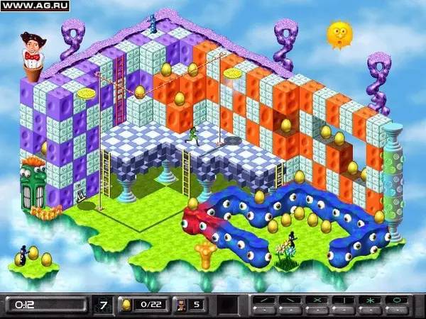 Кадр с взаимодействием персонажа и объекта в Lode Runner 2